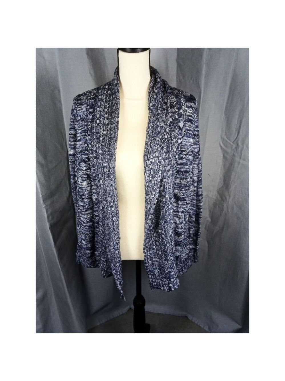 Women's Jason Maxwell Blue White Marled Knit Cardigan XL